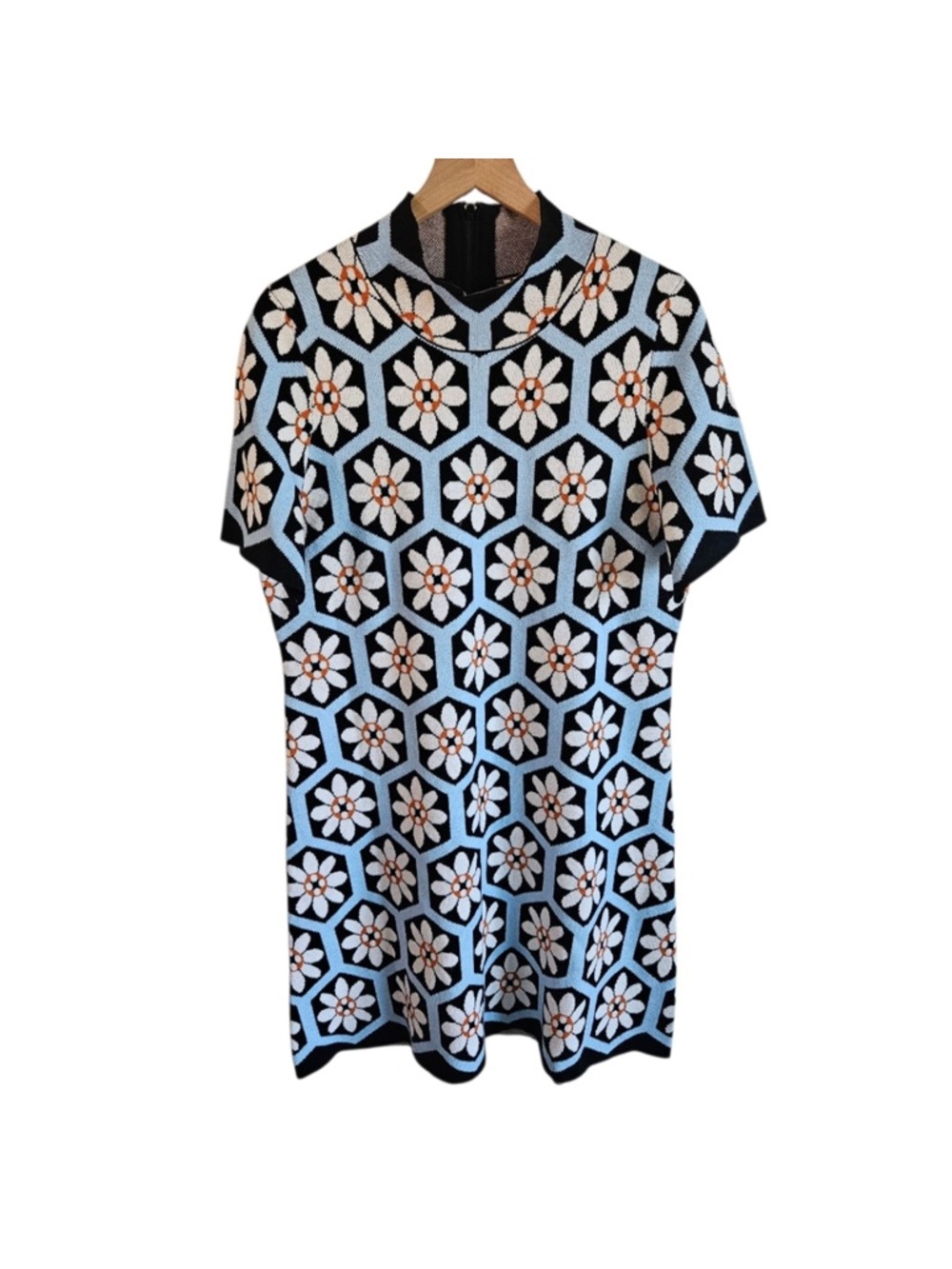 Anthropologie The Nina Short-Sleeve Mock-Neck Mod Mini Dress